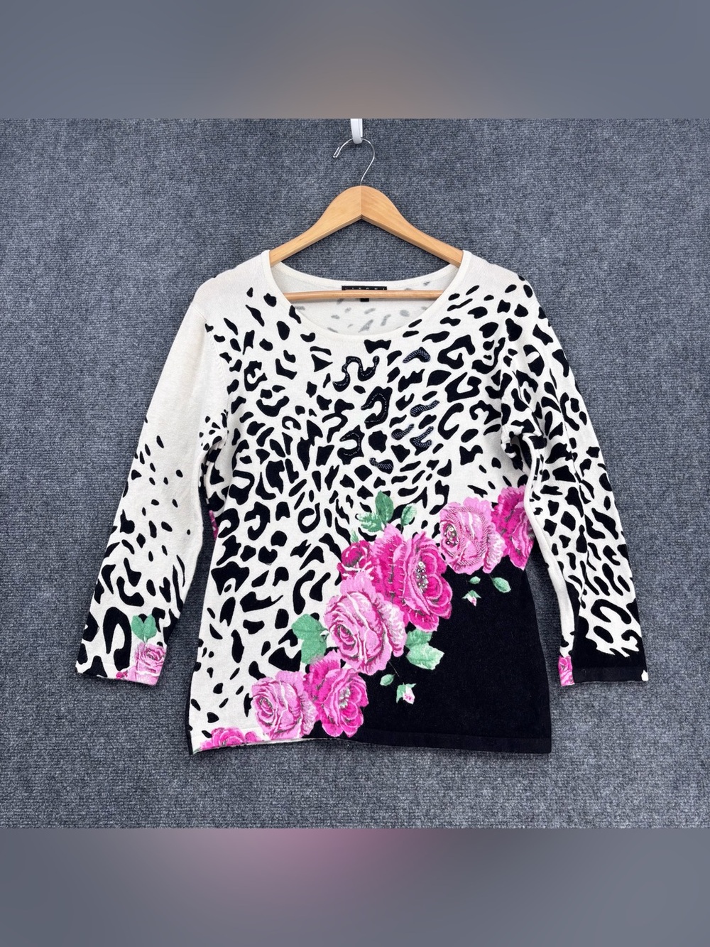 Pierri New York Animal Floral AOP Mob Wife Office Siren Knit Sweater Women’s S